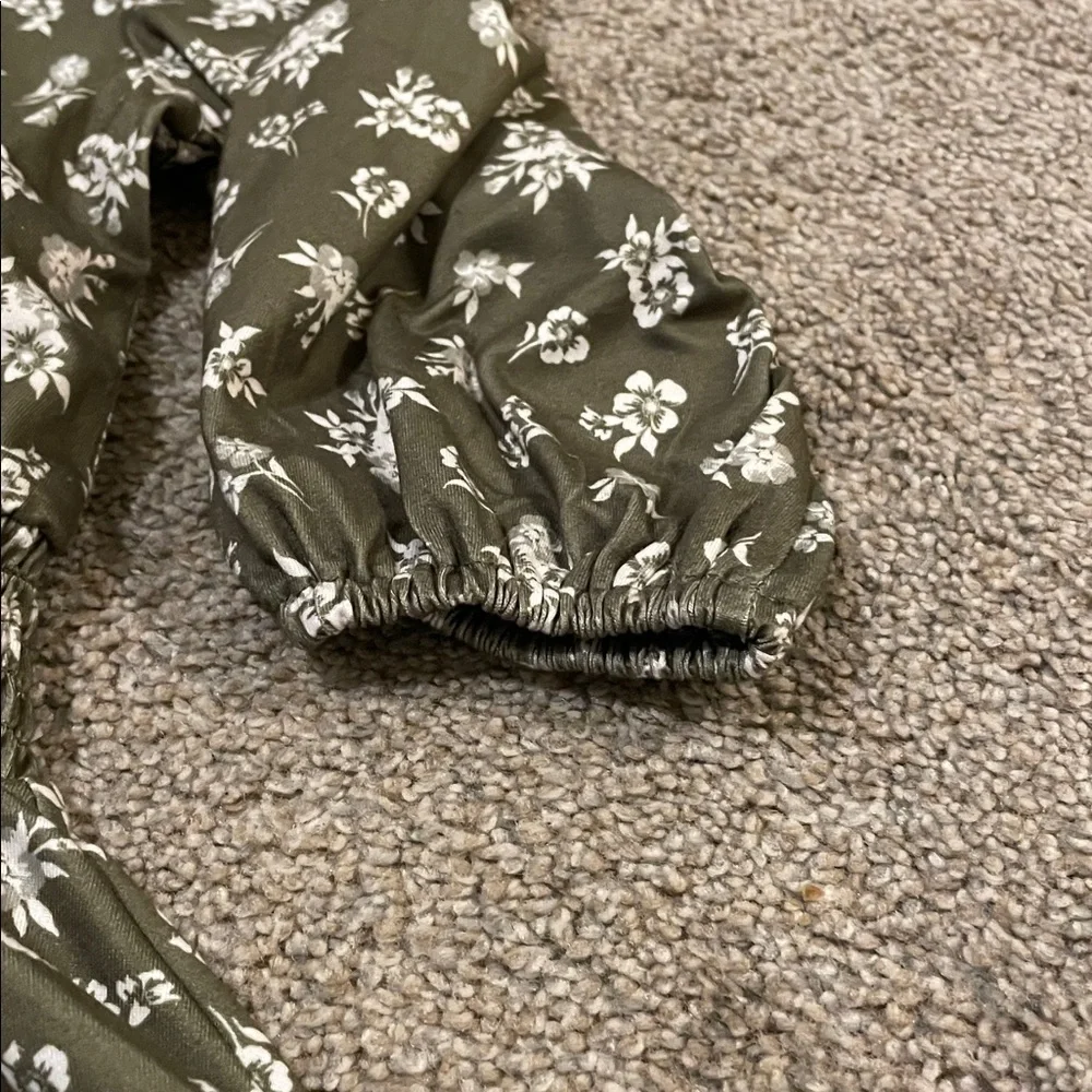 Market & Spruce Olive Dress with White Floral Design